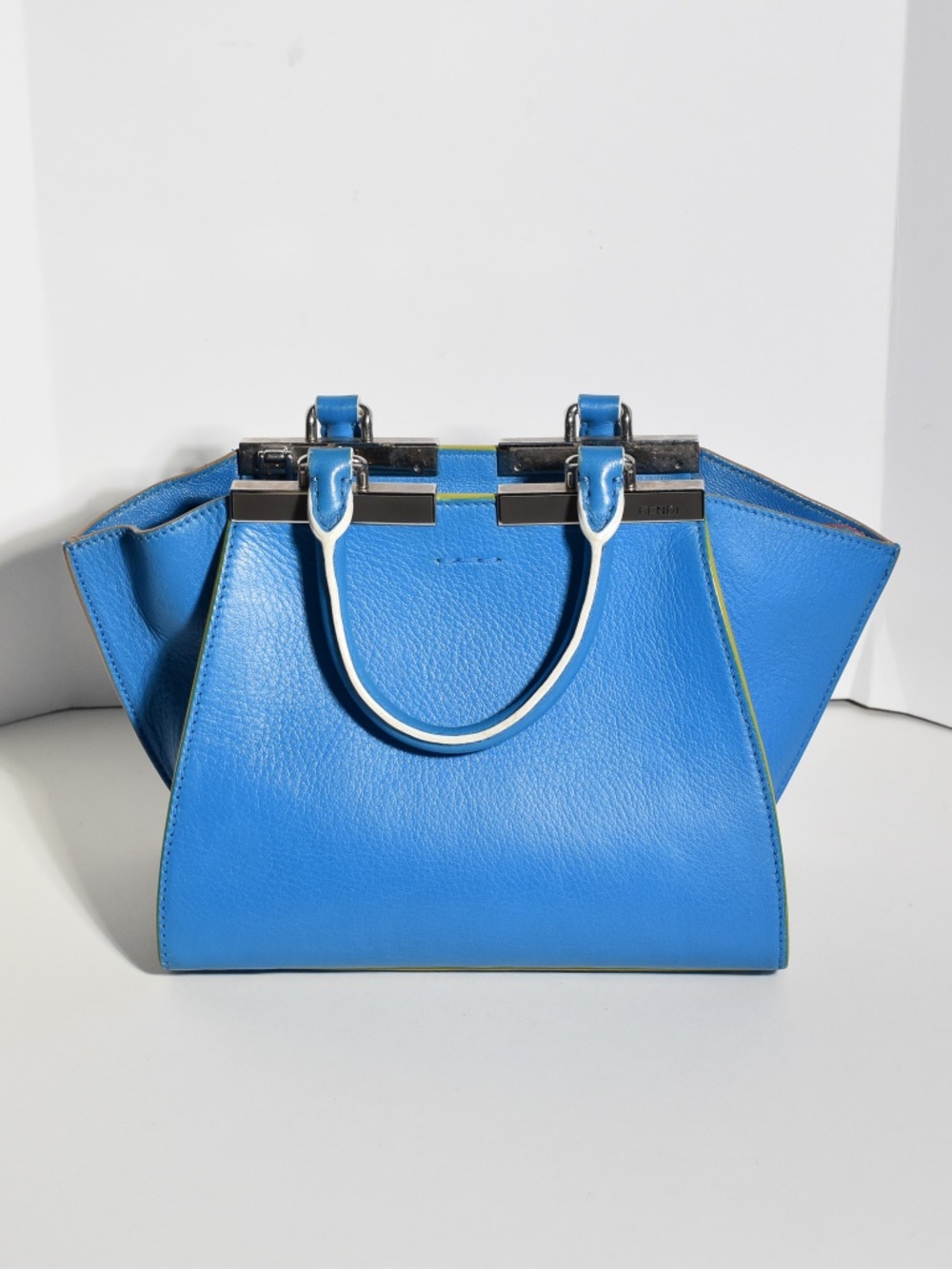 Fendi 3Jours Mini Leather Bag with Crossbody Strap Blue